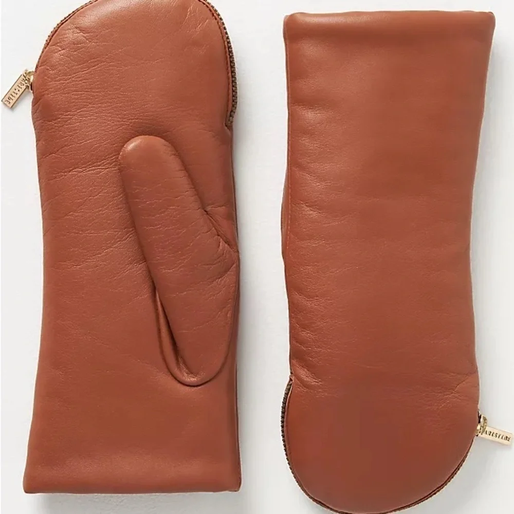 Anthropologie Aristide Brown Leather Mittens New